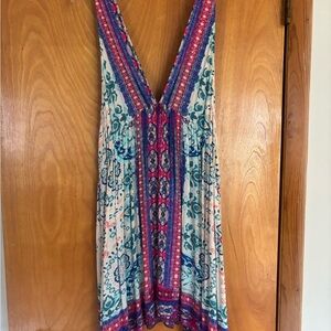 Free People Cream Dress with Teal and Magenta Print